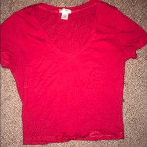 Red v neck crop top